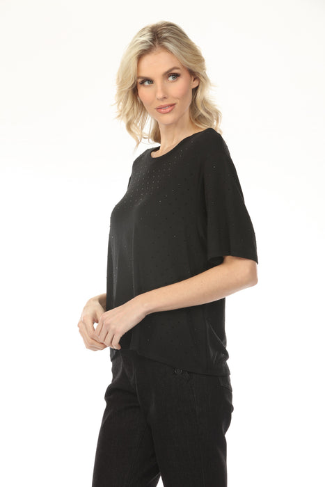 Joseph Ribkoff Black Embellished Short Sleeve Loose Top 254968