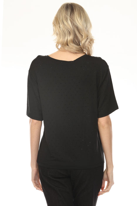 Joseph Ribkoff Black Embellished Short Sleeve Loose Top 254968