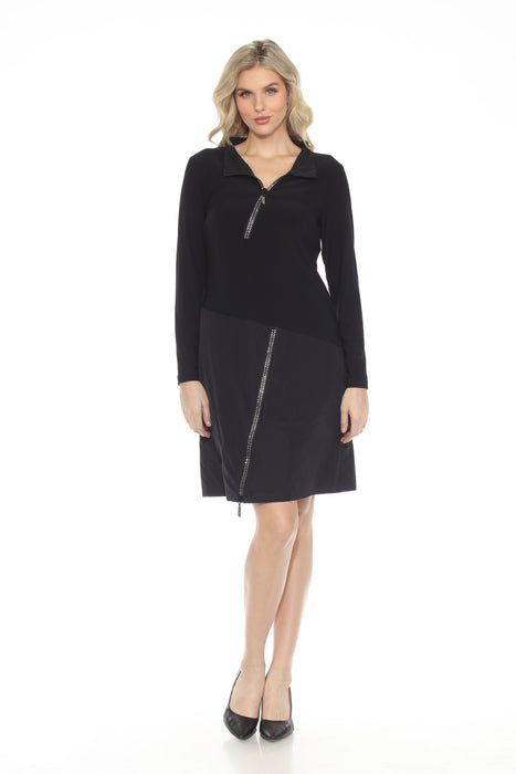 Joseph Ribkoff Black Embellished Zipper High Neck Dress 243209 AfterRetail Joseph Ribkoff Black Embellished Zipper High Neck Dress 243209 AfterRetail