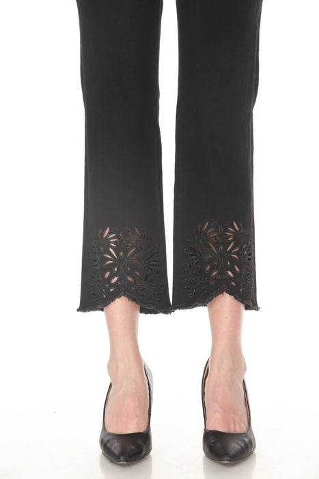 Joseph Ribkoff Black Embroidered Floral Eyelet Jean Pants 262981