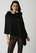 Joseph Ribkoff Style 234907 Black Faux Fur Trim Knit Sweater Poncho Cover-Up