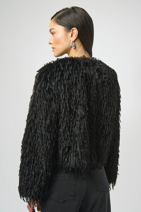 Joseph Ribkoff Black Faux Fur V-Neck Jacket 254905