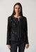 Joseph Ribkoff Style 233962 Black Studded Faux Leather Detail Long Sleeve Jacket