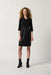 Joseph Ribkoff Style 233091 Black Faux Leather Panel 3/4 Sleeve Cocoon Dress