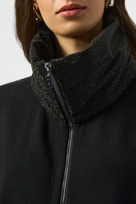 Joseph Ribkoff Black Faux Leather Poncho 253998