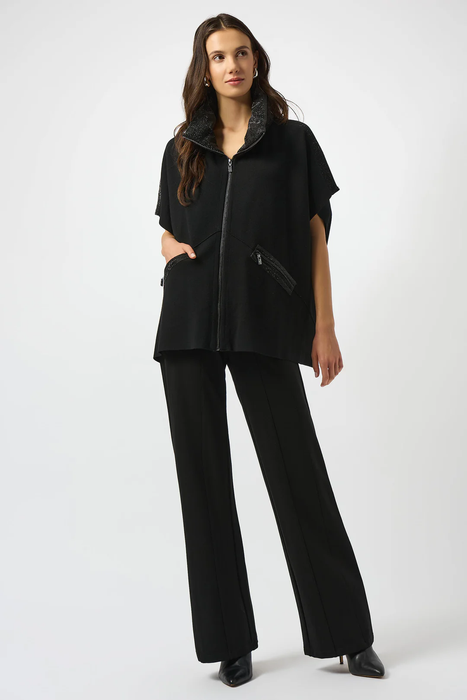 Joseph Ribkoff Black Faux Leather Poncho 253998
