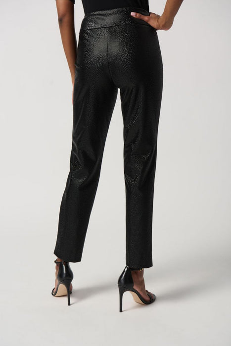 Joseph Ribkoff Black Faux Leather Pull On Slim Straight Ankle Pants 234264 NEW