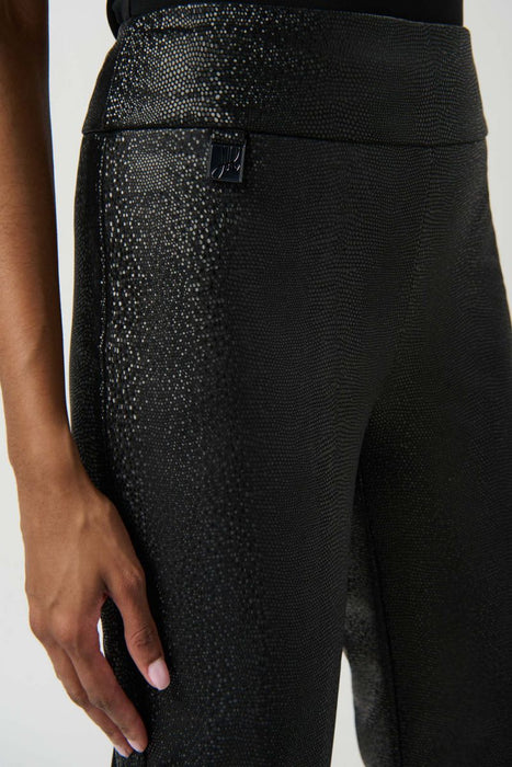 Joseph Ribkoff Black Faux Leather Pull On Slim Straight Ankle Pants 234264 NEW
