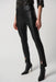 Joseph Ribkoff Style 234148 Black Faux Leather Split Front Pull On Skinny Ankle Pants