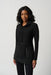 Joseph Ribkoff Style 234247 Black Mixed Fabric Funnel Neck Long Sleeve Tunic Top
