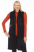 Joseph Ribkoff Style 234147 Black Faux Leather Trim Open Front Longline Vest