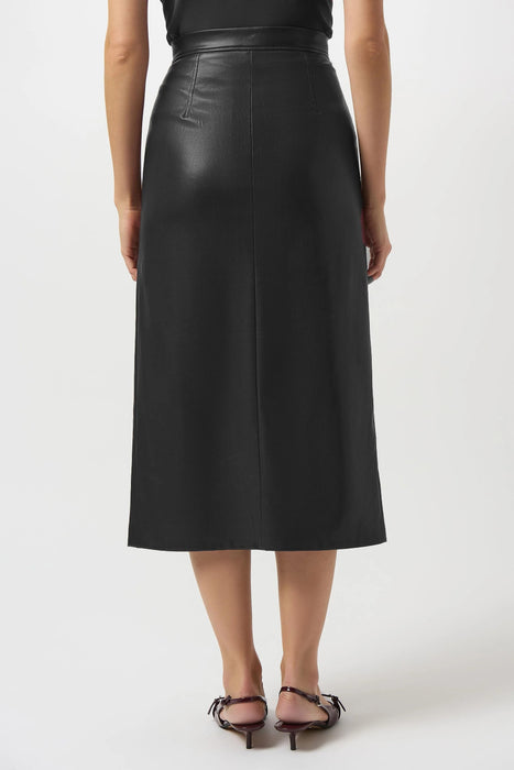 Joseph Ribkoff Faux Leather Zip Front High Waist Midi Skirt 253991