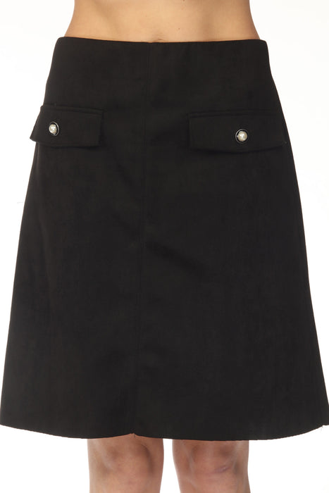 Joseph Ribkoff Black Faux Suede A-Line Skirt 254087
