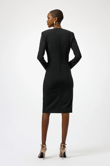 Joseph Ribkoff Black Faux Wrap Long Sleeves Sheath Dress 254069