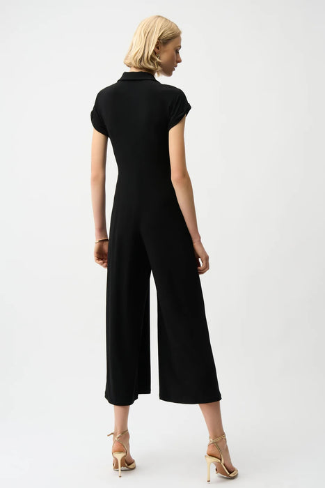 Joseph Ribkoff Black Wrap Front Crop Wide Leg Jumpsuit 261255