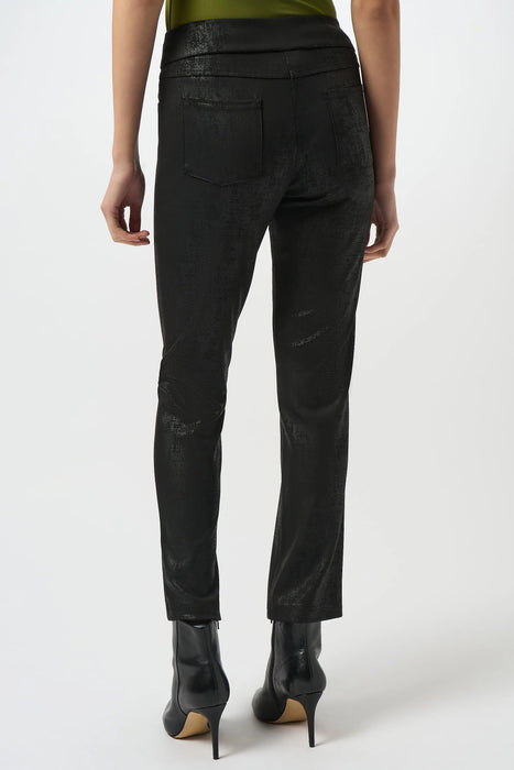 Joseph Ribkoff Black Foiled Pull On Slim Ankle Pants 253000