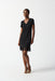 Joseph Ribkoff Style 242113 Black Fringe Hem V-Neck Short Sleeve T-Shirt Dress