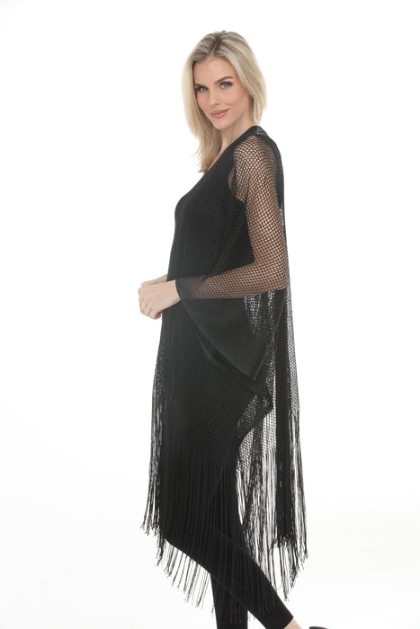 Joseph Ribkoff Fringe Open Stitch Longline Cover-Up 262973