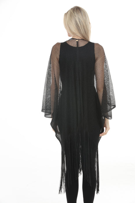 Joseph Ribkoff Fringe Open Stitch Longline Cover-Up 262973