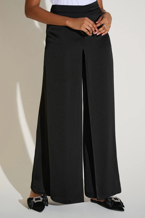 Joseph Ribkoff 253788 Black Front Overlay Wide Leg Pants