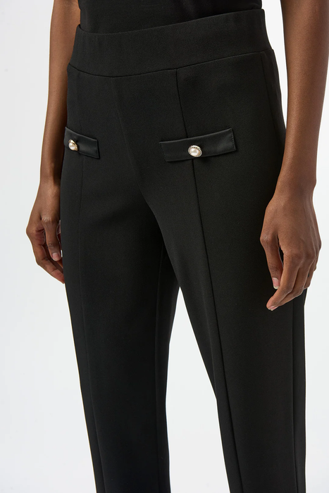 Joseph Ribkoff Black Front Slit Pull On Straight Pants 254185