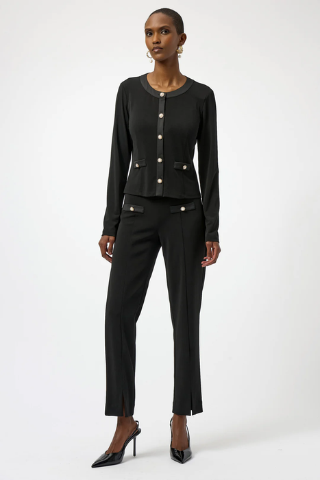 Joseph Ribkoff Black Front Slit Pull On Straight Pants 254185