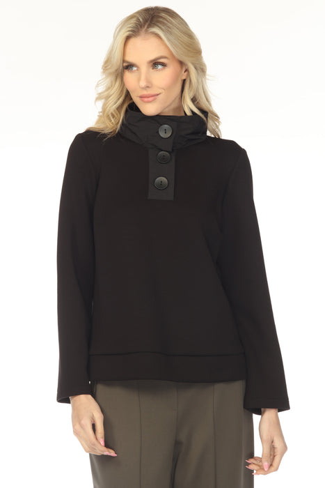 Joseph Ribkoff Black Funnel Collar Long Sleeve Boxy Top 253190