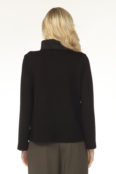 Joseph Ribkoff Black Funnel Collar Long Sleeve Boxy Top 253190