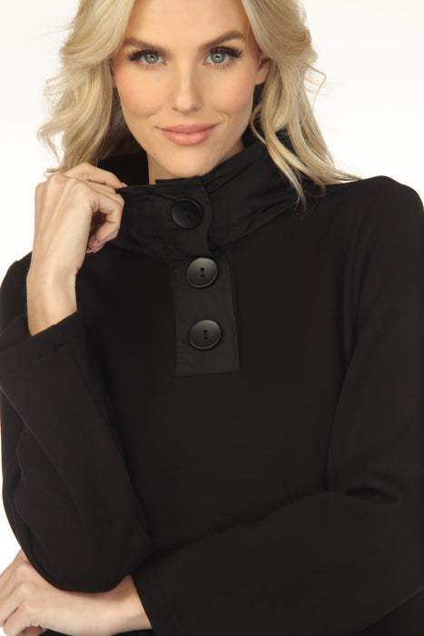 Joseph Ribkoff Black Funnel Collar Long Sleeve Boxy Top 253190