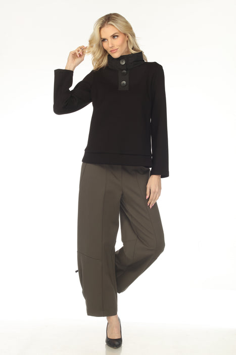 Joseph Ribkoff Black Funnel Collar Long Sleeve Boxy Top 253190