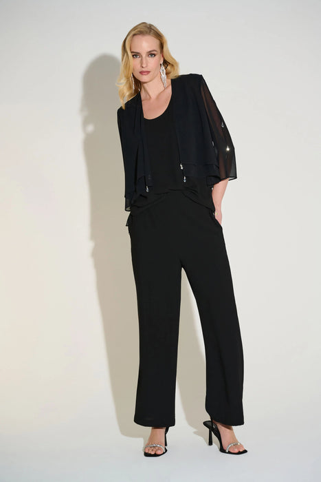 Joseph Ribkoff Black Georgette Pull On Straight Leg Pants 253756