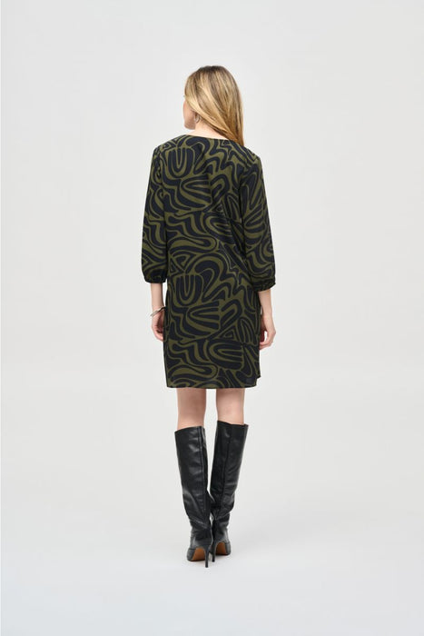 Joseph Ribkoff Black/Green Abstract Puff Sleeve Shift Dress 243154 AfterRetail Joseph Ribkoff Black/Green Abstract Puff Sleeve Shift Dress 243154 AfterRetail