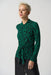 Joseph Ribkoff Style 233256 Black/Green Animal Print Tie Front Long Sleeve Top