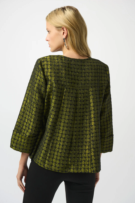 Joseph Ribkoff Black/Green Polka Dot Print Jacquard Swing Jacket 253125