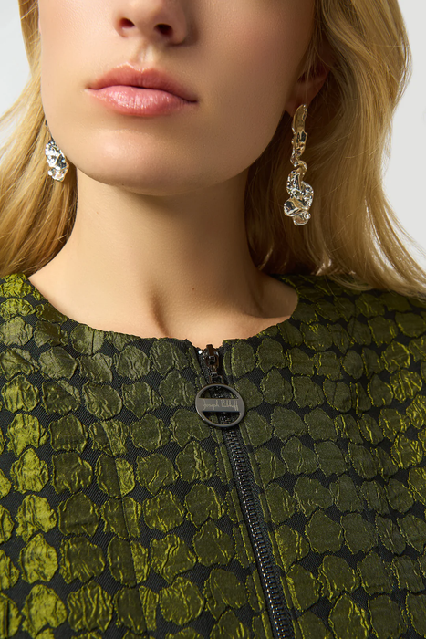 Joseph Ribkoff Black/Green Polka Dot Print Jacquard Swing Jacket 253125