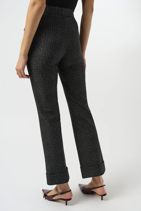 Joseph Ribkoff Black/Grey Checkered Print Pull On Flared Pants 253109