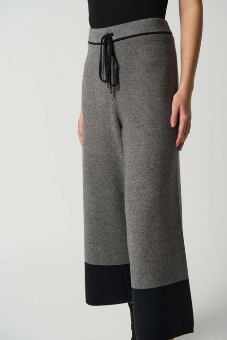 Joseph Ribkoff Black/Grey Color Block Pull-On Knit Culotte Pants 233936