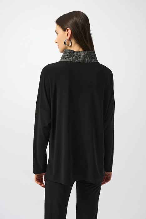 Joseph Ribkoff Black/Grey Silky Knit Long Sleeve Boxy Top 253052