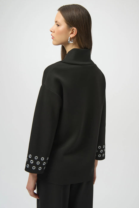 Joseph Ribkoff Black Grommet Detail 3/4 Sleeve Top 254067