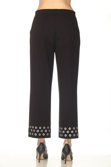 Joseph Ribkoff Black Grommet Detail Pull On Straight Pants 254094