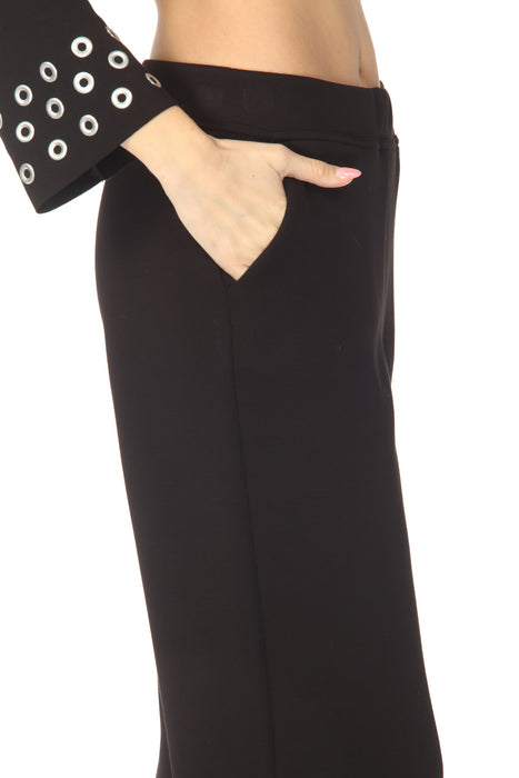 Joseph Ribkoff Black Grommet Detail Pull On Straight Pants 254094