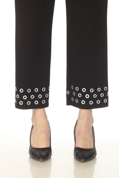 Joseph Ribkoff Black Grommet Detail Pull On Straight Pants 254094