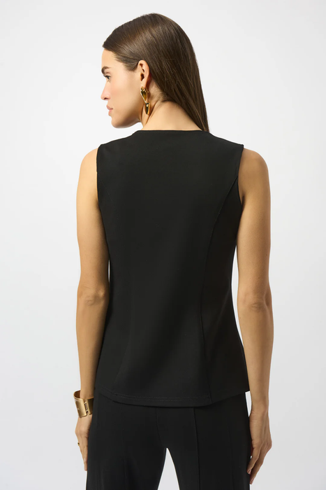 Joseph Ribkoff Black Heavy Knit Fitted Vest 253156