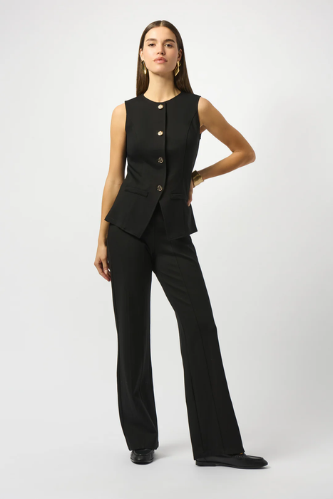 Joseph Ribkoff Black Heavy Knit Fitted Vest 253156