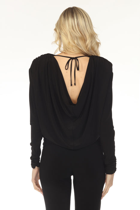 Joseph Ribkoff Black High Neck Cowl Back Long Sleeve Top 254030