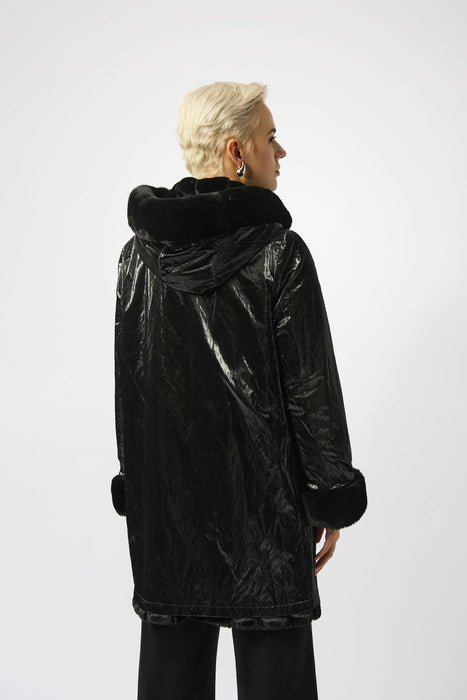 Joseph Ribkoff Hooded Reversible Faux Fur Coat 253926
