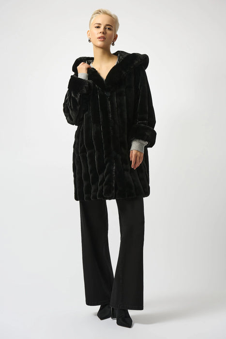 Joseph Ribkoff Hooded Reversible Faux Fur Coat 253926
