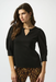 Joseph Ribkoff 253048 Black Keyhole Neckline 3/4 Puffed Sleeves Top