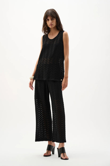 Joseph Ribkoff Black Chevron Stitch Culotte Pants 262933