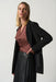 Joseph Ribkoff Style 233108 Black Faux Leather Pockets Long Sleeve Blazer Jacket